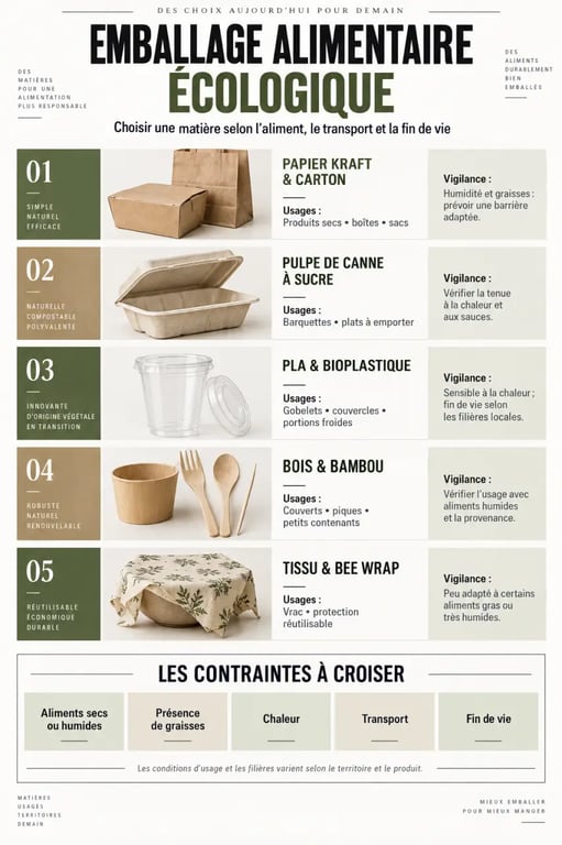 Emballage alimentaire écologique : matières, usages et points de vigilance