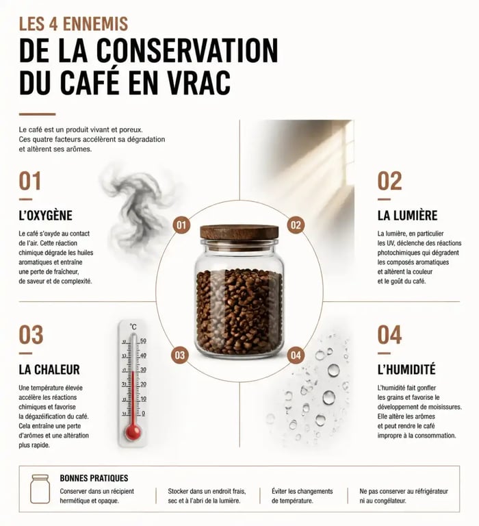 Guide visuel pour la conservation optimale du café en vrac