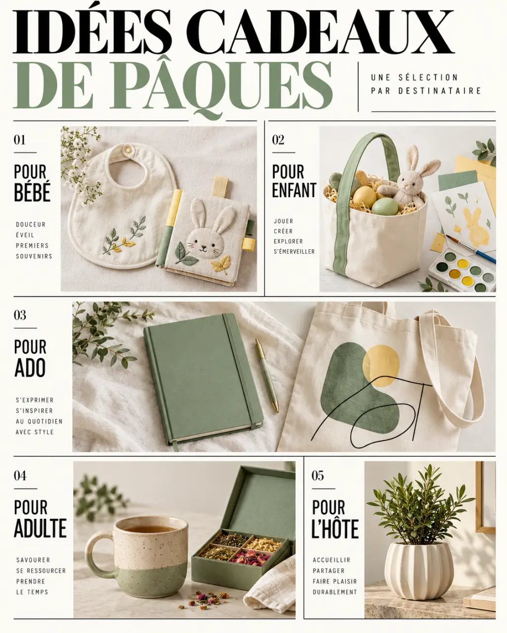 Idées de cadeaux originaux paques pour bébé, enfant, adolescent, adulte et hôte