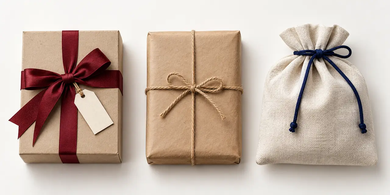 Idées de paquets cadeaux originaux en boîte récupérée, papier kraft et tissu